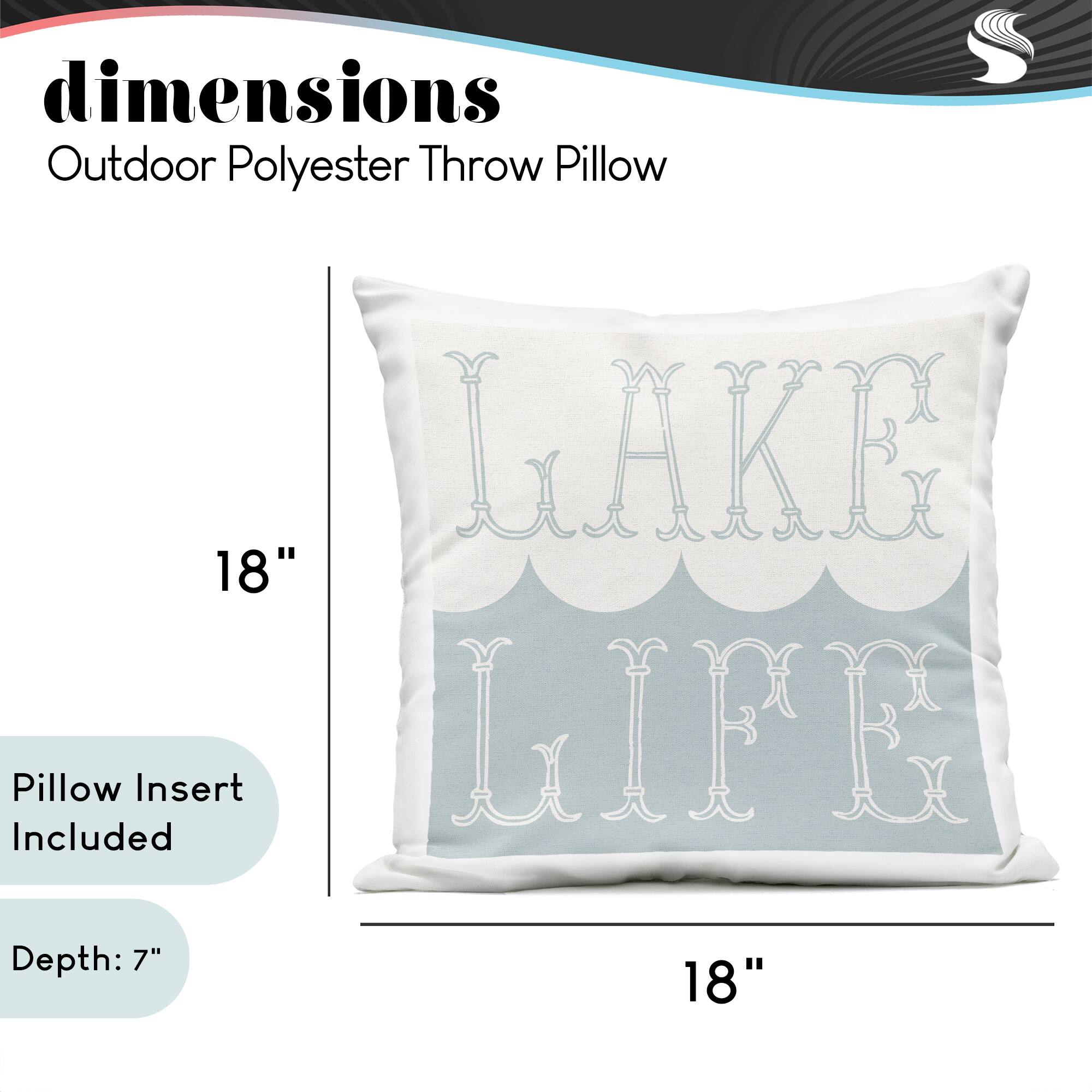 Stupell Industries 18" x 18" Lake Life with Wave Outdoor Print Throw Pillow